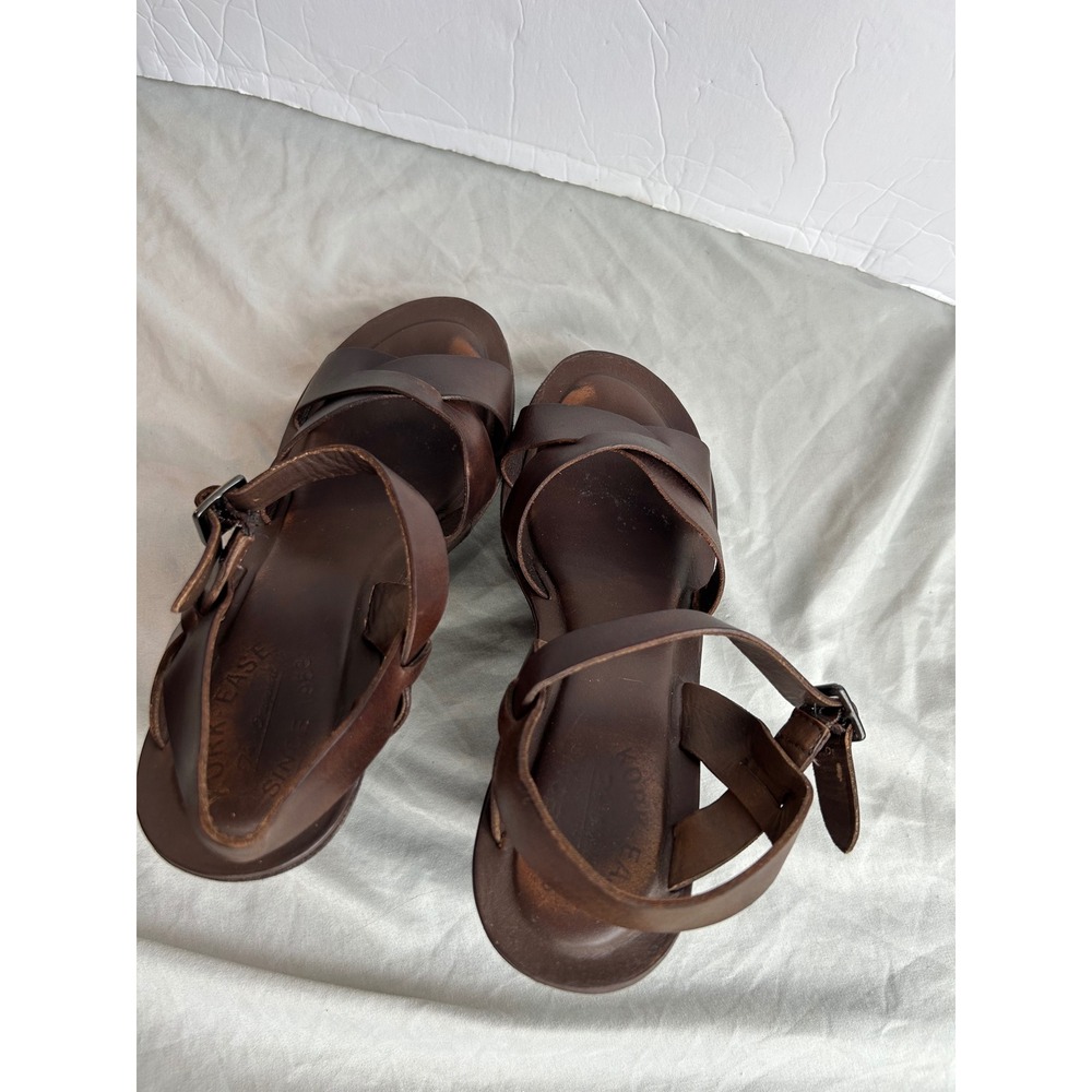 Kork-Ease Brown Leather Platform Wedge Sandals Suede Wrap Boho Retro Womens 8 - Picture 9 of 16